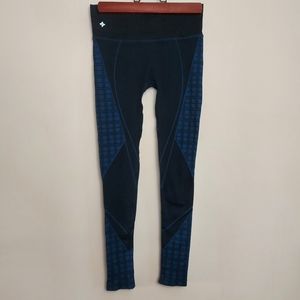 Nux black leggings with blue check detail